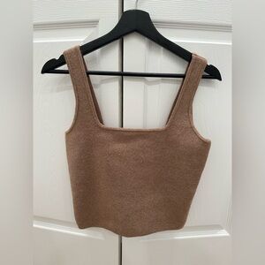 Abercrombie brown taupe cropped square neck sweater tank